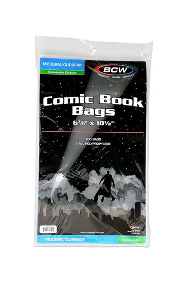 BCW SUPPLIES RESEALABLE CURRENT MODERN COMIC BAGS (PACK OF 100)