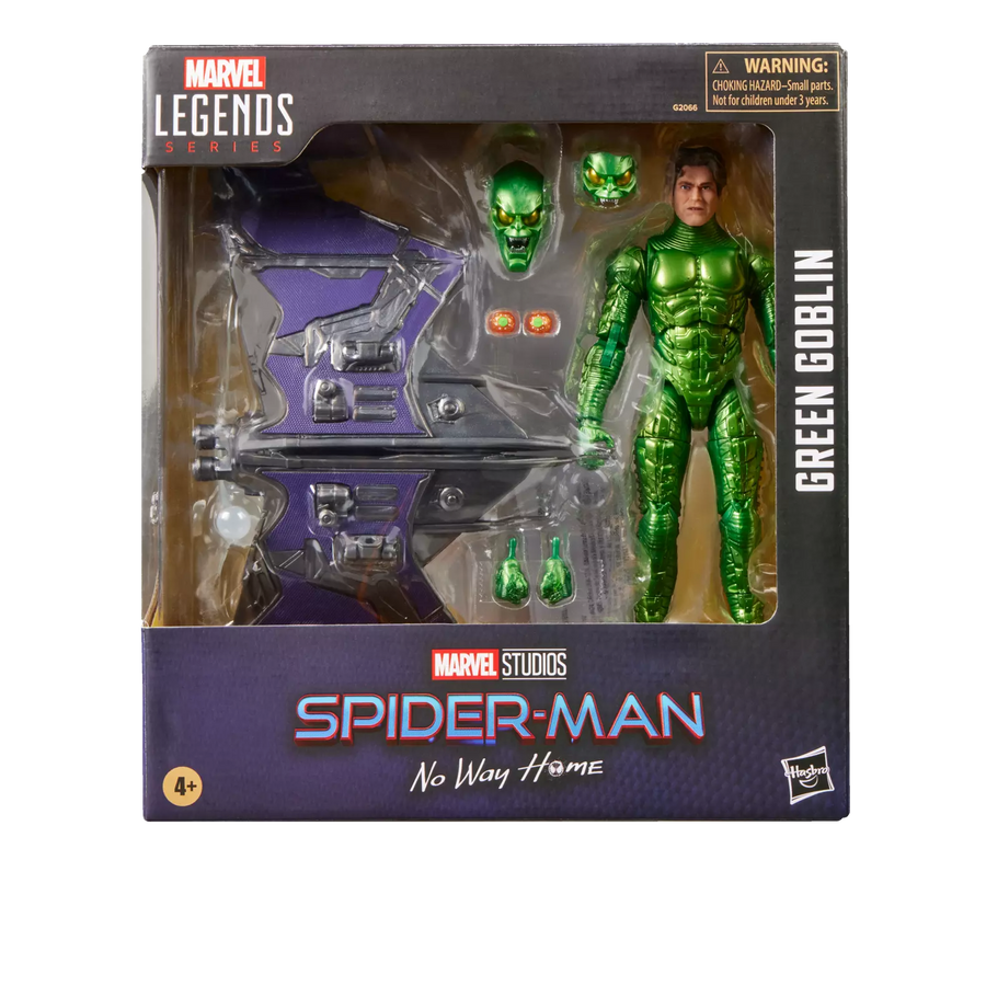 Marvel Legends Green Goblin action figure packaging with Spider-Man branding